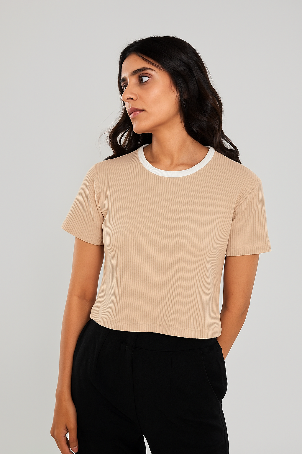 Women Striped Round Neck T-shirt